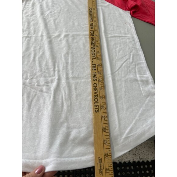 Homefield Raglan Sleeve Baseball T Shirt Mens L White Pink Cotton Polyester NEW - Picture 4 of 5